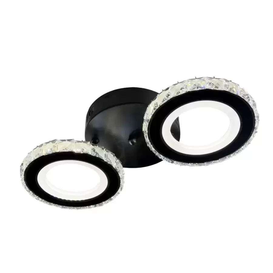 LED luster s diaľkovým ovládaním a krištáľom NOVA ROTONDA 29W, 2 kruhy, studené/teplé/neutrálne svetlo, stmievateľné, čierny