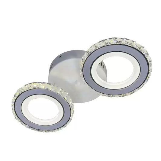 LED luster s diaľkovým ovládaním a krištáľom NOVA ROTONDA 29W, 2 kruhy, studené/teplé/neutrálne svetlo, biela