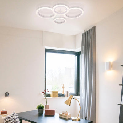LED luster s diaľkovým ovládaním BETTY 44W, 4 kruhy, studené/teplé/neutrálne svetlo, stmievateľné, biela