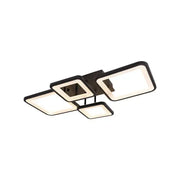 LED luster s diaľkovým ovládaním, ella, 4 štvorce, 88 W, studené/horúce/neutrálne svetlo, nestabilné, čierne