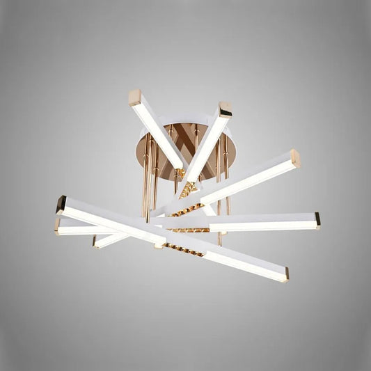 LED luster s diaľkovým ovládaním CORA 120W, 5 prvkov, lineárne, studené/teplé/neutrálne svetlo, stmievateľné, lesklé zlato