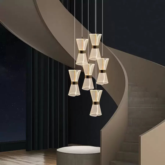 Závesný LED luster s diaľkovým ovládaním JEROME 38W, 6 prvkov, studené/teplé/neutrálne svetlo, stmievateľné, zlaté, výškovo nastaviteľné