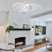 LED luster s diaľkovým ovládaním Lucy, 70 W, 4 kruhy, studené/horúce/neutrálne svetlo, nestabilné, biele