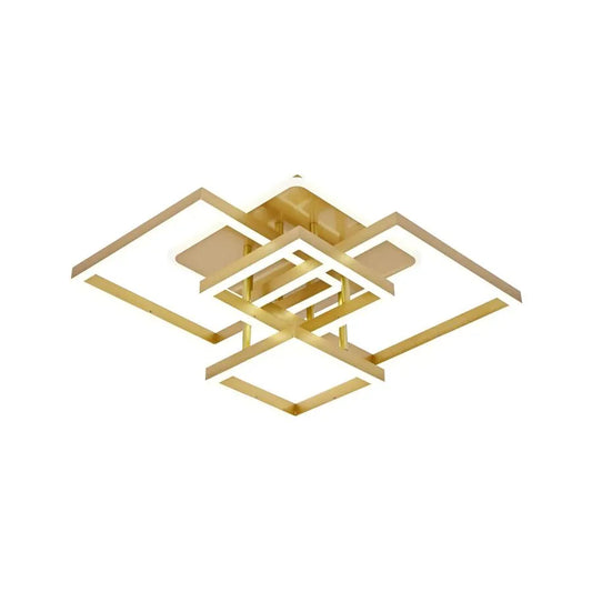 LED luster s diaľkovým ovládaním LELAHEL 190W, 4 štvorce, studené/teplé/neutrálne svetlo, stmievateľné, zlaté