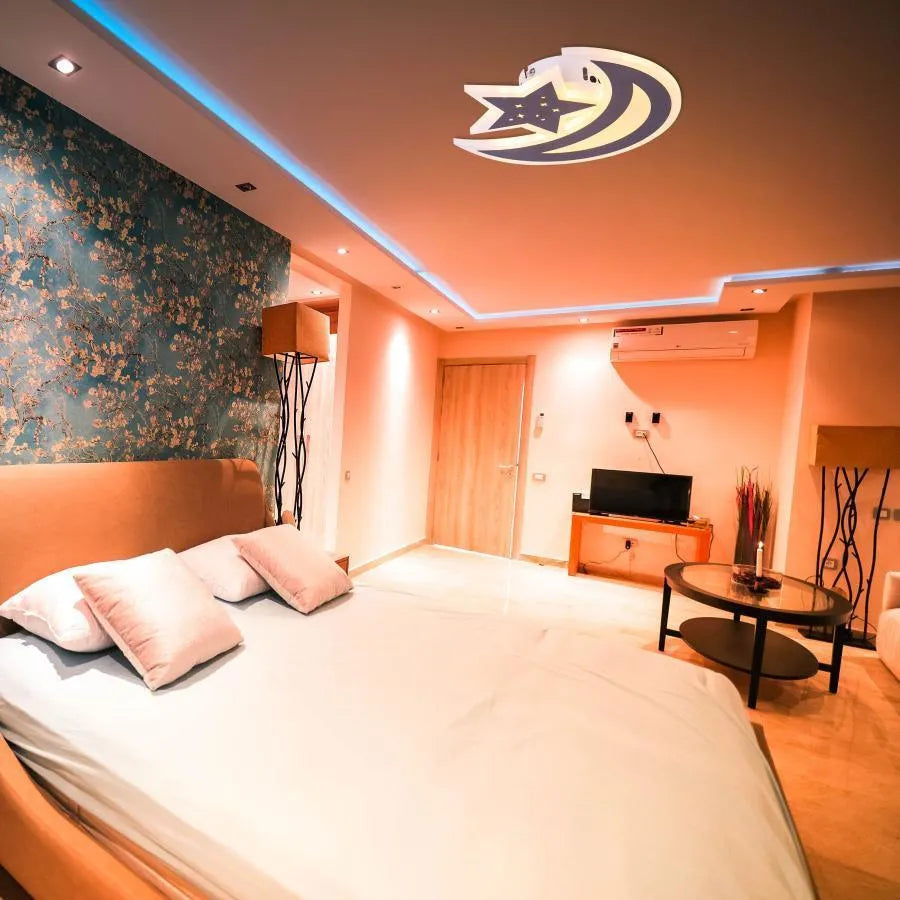 ELLY 36W LED luster, mesiac a hviezda, studené/teplé/neutrálne svetlo, hnedá