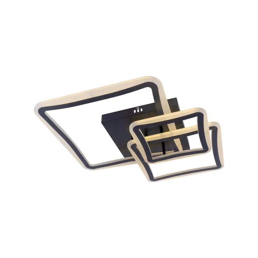 LED luster s diaľkovým ovládaním FARYDA 120W, 3 štvorce, studené/teplé/neutrálne svetlo, stmievateľné, čierny