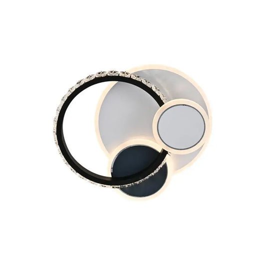 LED krištáľový luster GELLA 48W, okrúhly, studené/teplé/neutrálne svetlo, čiernobiely