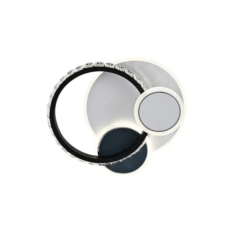 LED krištáľový luster GELLA 48W, okrúhly, studené/teplé/neutrálne svetlo, čiernobiely