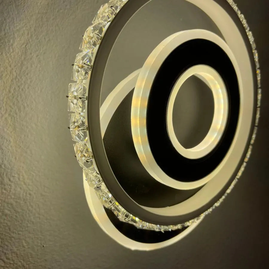 Krištáľový LED luster, Inara, 40W, studené/teplé/neutrálne svetlo, čierny