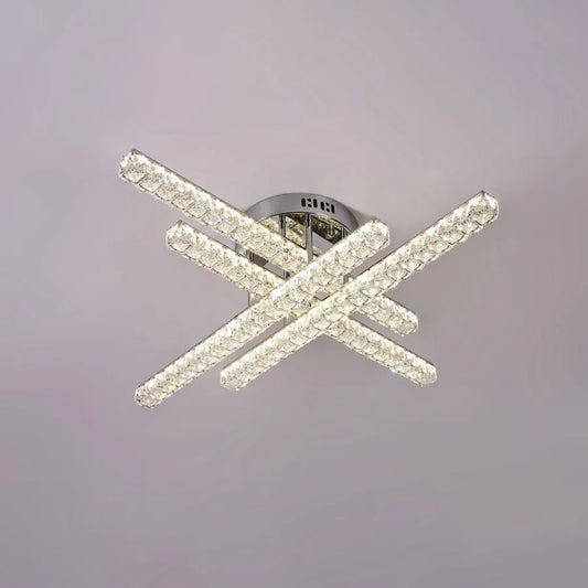 LED luster s diaľkovým ovládaním a kryštálom GRACIANA 112W, Lineárne, Studené/Teplé/Neutrálne svetlo, Stmievateľné, Lesklý chróm