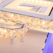 Lust LED Nova Quadria s kryštálmi, 3 svetelnými zdrojmi, RGB, s diaľkovým ovládaním, 154 W, bielym a nerezovým