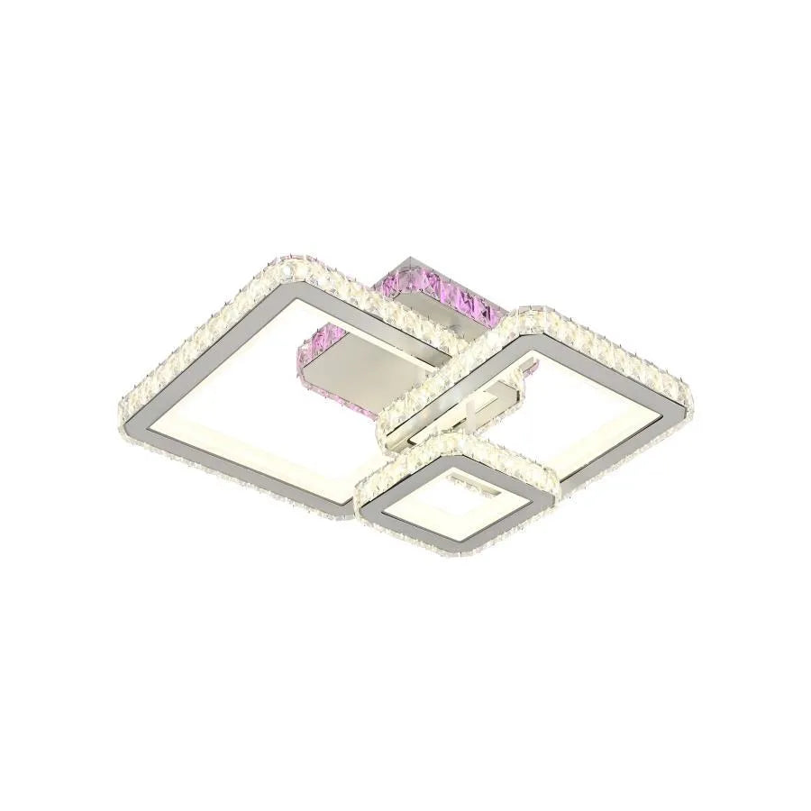 LED luster s diaľkovým ovládaním a krištáľom BLAKELY RGB 166W, 3 štvorce, studené/teplé/neutrálne svetlo, stmievateľné, biela