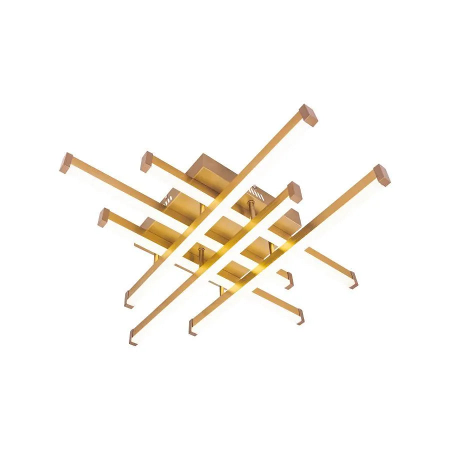 LED luster s diaľkovým ovládaním MORA 120W, 6 prvkov, lineárne, studené/teplé/neutrálne svetlo, stmievateľné, lesklé zlato