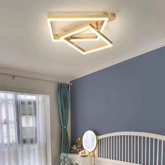 LED luster s diaľkovým ovládaním PAPINI 112W, 2 štvorce, studené/teplé/neutrálne svetlo, stmievateľné, lesklé zlato