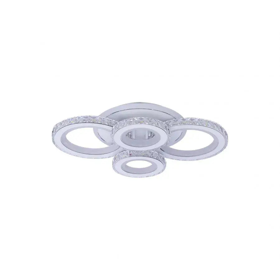 LED luster s diaľkovým ovládaním a krištáľom NOVA ROTONDA RGB 86W, 4 kruhy, studené/teplé/neutrálne svetlo, stmievateľné, biela