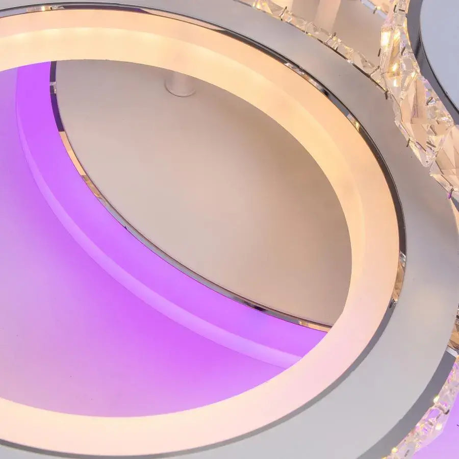 LED luster s diaľkovým ovládaním a krištáľom NOVA ROTONDA RGB 86W, 4 kruhy, studené/teplé/neutrálne svetlo, stmievateľné, biela