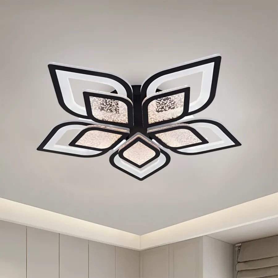 LED luster s diaľkovým ovládaním DALIA 170W, 5 okvetných lístkov, Studené/Teplé/Neutrálne svetlo, Stmievateľné, Čierny