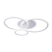 LED luster s diaľkovým ovládaním Lucy, 70 W, 4 kruhy, studené/horúce/neutrálne svetlo, nestabilné, biele