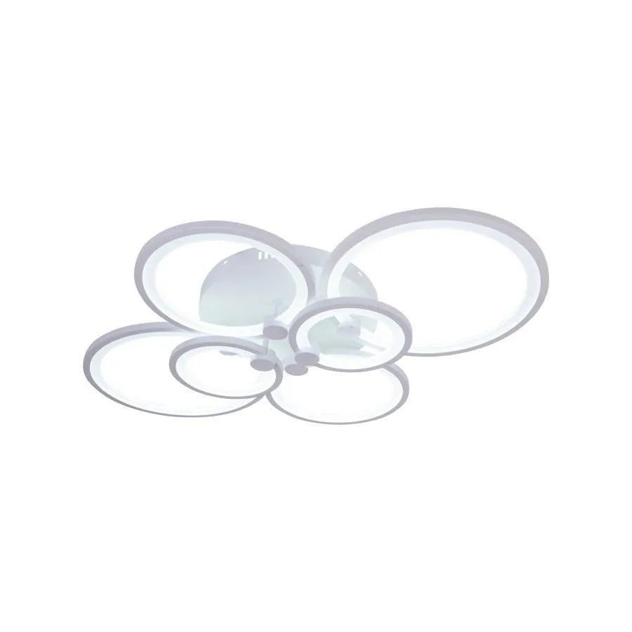 LED luster s diaľkovým ovládaním ALANI 168W, 6 kruhov, studené/teplé/neutrálne svetlo, stmievateľné, biela