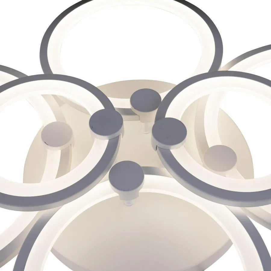 LED luster s diaľkovým ovládaním ALANI 168W, 6 kruhov, studené/teplé/neutrálne svetlo, stmievateľné, biela