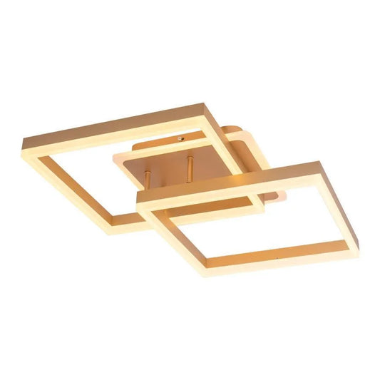 LED luster s diaľkovým ovládaním ARWEN 142W, 2 štvorce, studené/teplé/neutrálne svetlo, stmievateľné, zlaté