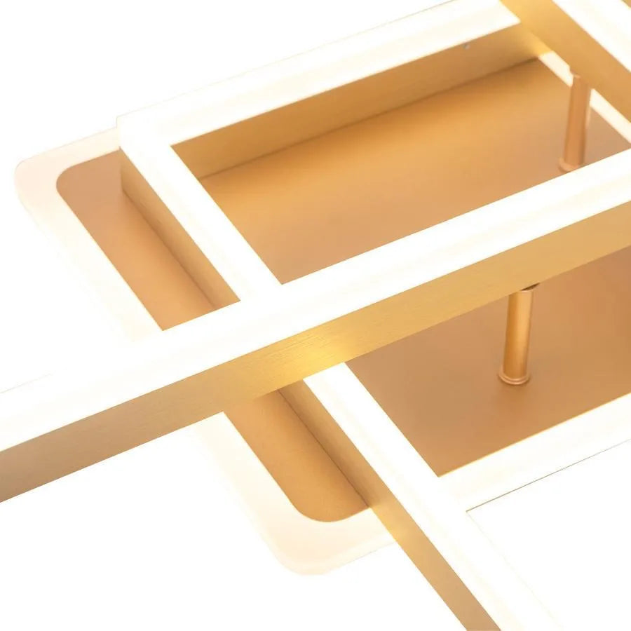 LED luster s diaľkovým ovládaním ARWEN 142W, 2 štvorce, studené/teplé/neutrálne svetlo, stmievateľné, zlaté