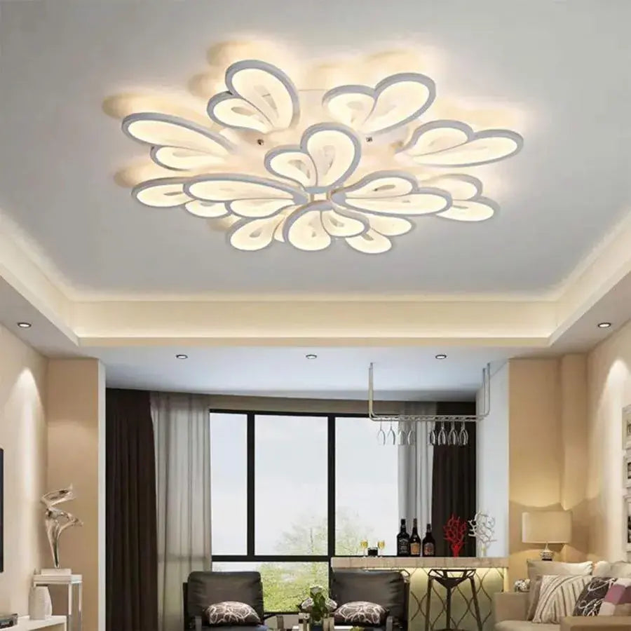 LED luster s diaľkovým ovládaním BLOSSOM 143W, 12 okvetných lístkov, studené/teplé/neutrálne svetlo, stmievateľné, biela