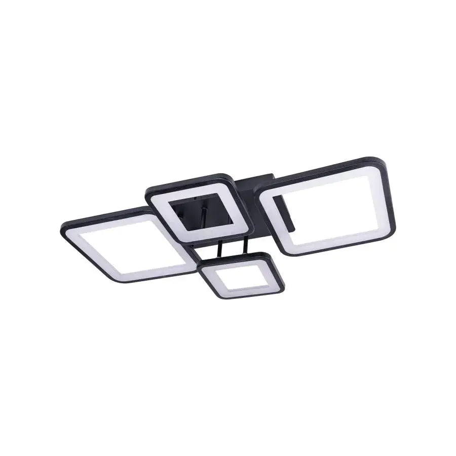 LED luster s diaľkovým ovládaním, ella, 4 štvorce, 88 W, studené/horúce/neutrálne svetlo, nestabilné, čierne