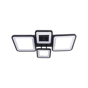 LED luster s diaľkovým ovládaním, ella, 4 štvorce, 88 W, studené/horúce/neutrálne svetlo, nestabilné, čierne