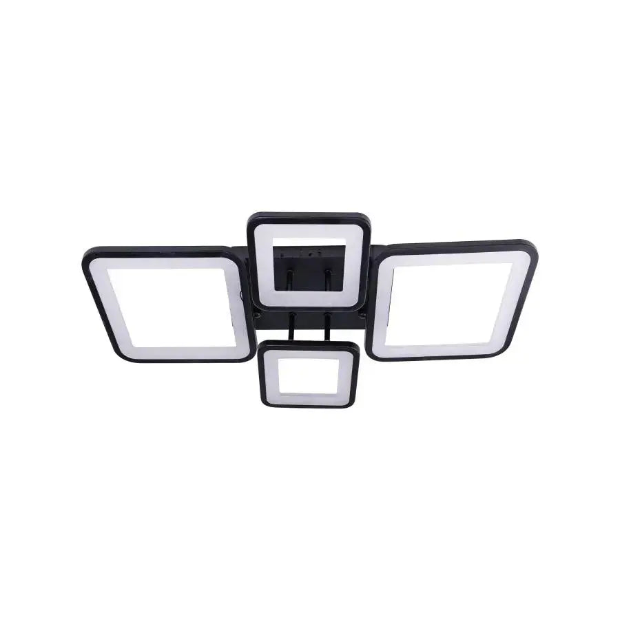 LED luster s diaľkovým ovládaním, ella, 4 štvorce, 88 W, studené/horúce/neutrálne svetlo, nestabilné, čierne
