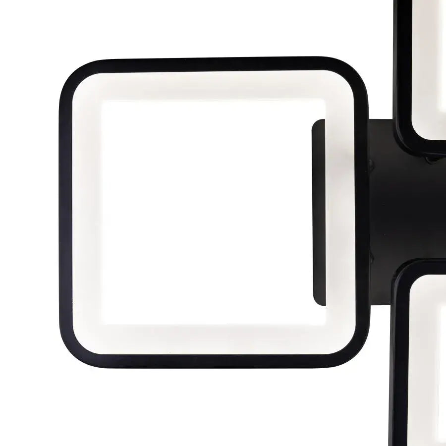 LED luster s diaľkovým ovládaním, ella, 4 štvorce, 88 W, studené/horúce/neutrálne svetlo, nestabilné, čierne
