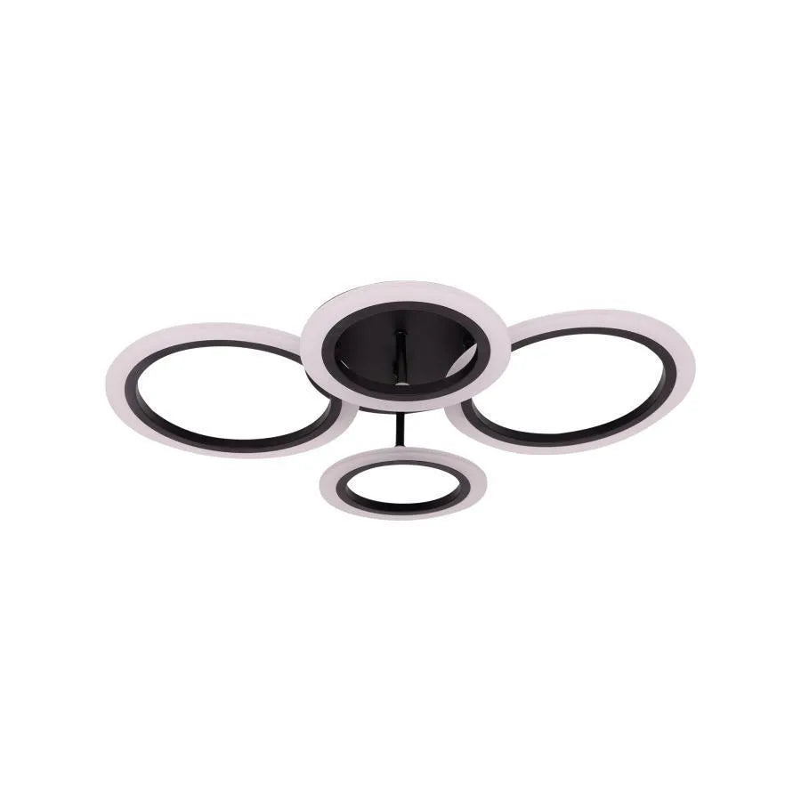 LED luster s diaľkovým ovládaním BETTY 44W, 4 kruhy, studené/teplé/neutrálne svetlo, stmievateľné, čierny