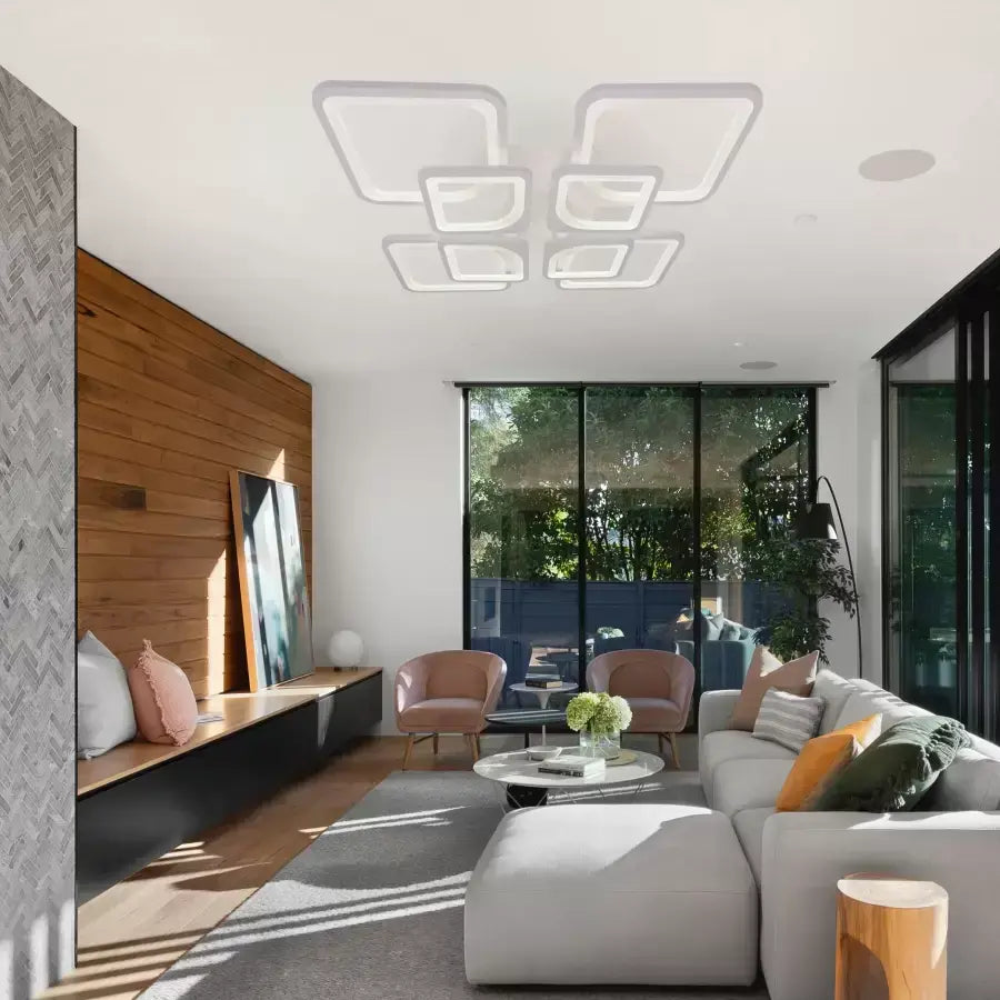 LED luster s diaľkovým ovládaním ZOE 135W, 8 štvorcových, studené/teplé/neutrálne svetlo, stmievateľné, biela