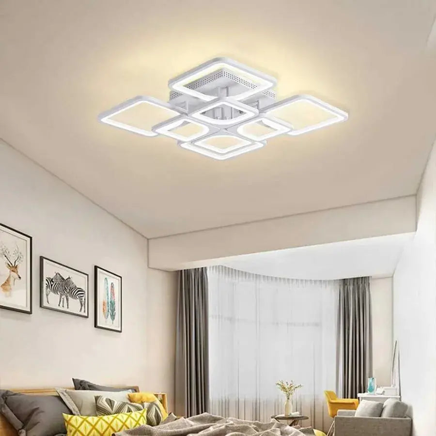 LED luster s diaľkovým ovládaním ZOE 135W, 8 štvorcových, studené/teplé/neutrálne svetlo, stmievateľné, biela