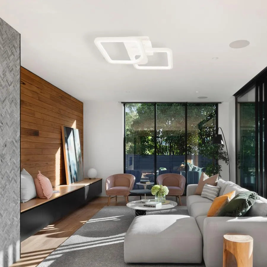 LED luster s diaľkovým ovládaním ZOE 69W, 2 štvorce, studené/teplé/neutrálne svetlo, stmievateľné, biela