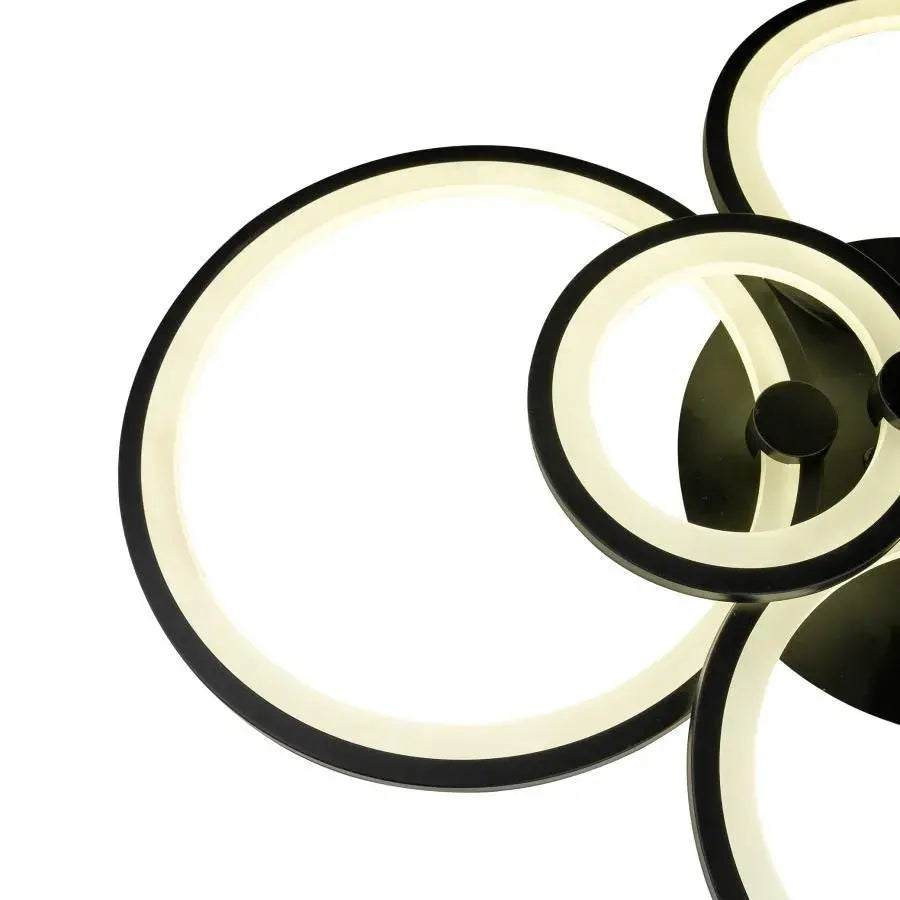 LED luster s diaľkovým ovládaním ALANI 152W, 6 kruhov, studené/teplé/neutrálne svetlo, stmievateľné, čierny