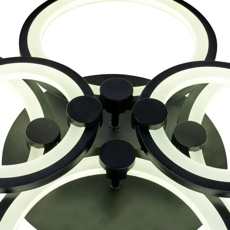 LED luster s diaľkovým ovládaním ALANI 152W, 6 kruhov, studené/teplé/neutrálne svetlo, stmievateľné, čierny