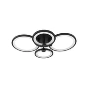 LED luster s diaľkovým ovládaním Doris, 88W, čierna, 4 kruhy, akrylové, nestabilné