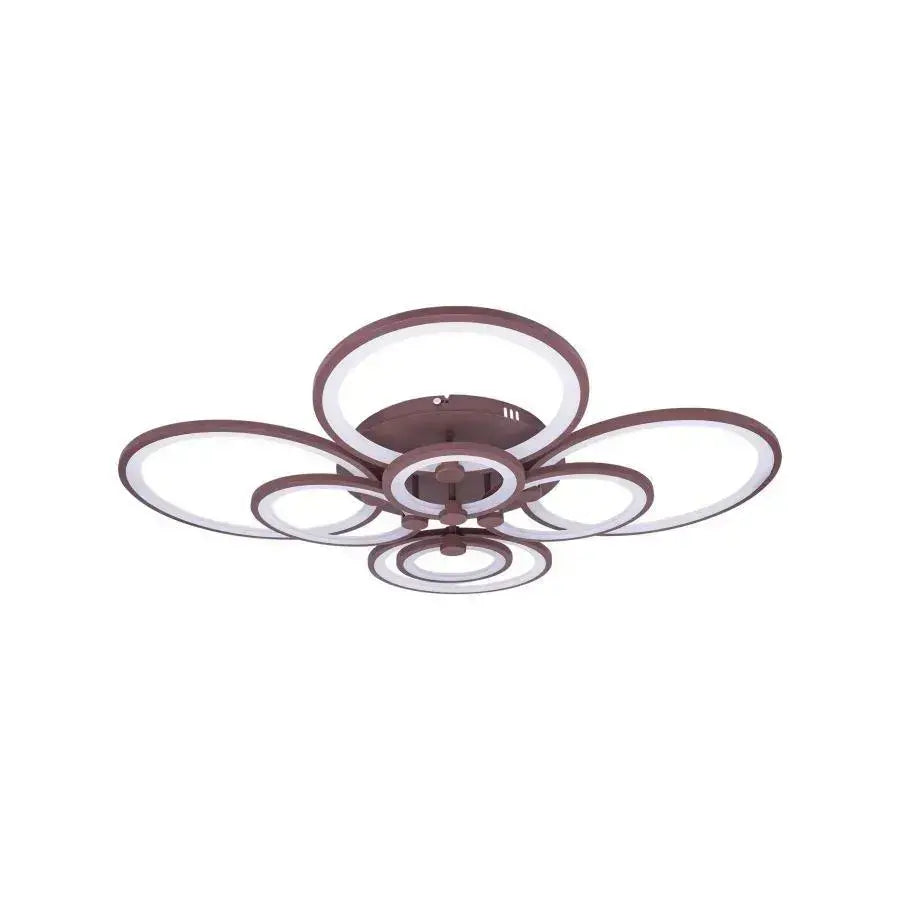 LED luster s diaľkovým ovládaním ALANI 200W, 8 kruhov, studené/teplé/neutrálne svetlo, stmievateľné, hnedá