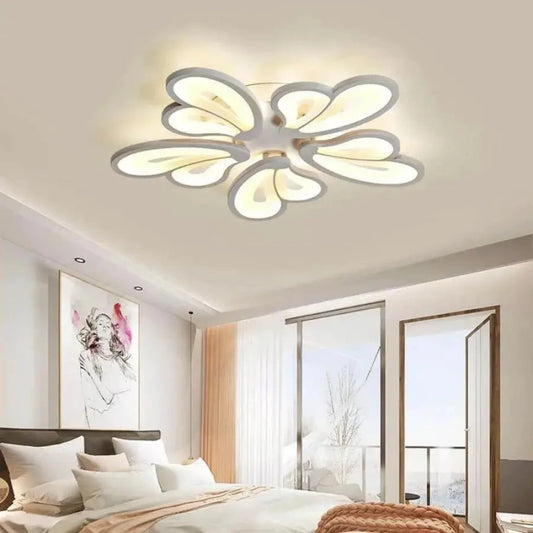 LED luster s diaľkovým ovládaním BLOSSOM 69W, 5 okvetných lístkov, studené/teplé/neutrálne svetlo, stmievateľné, biela