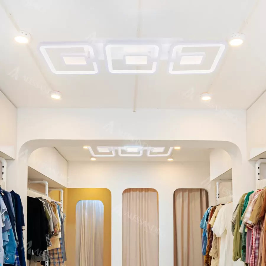 LED luster s diaľkovým ovládaním, Felix, 3 štvorce, 77 W, studené/horúce/neutrálne svetlo, nestabilné, biele