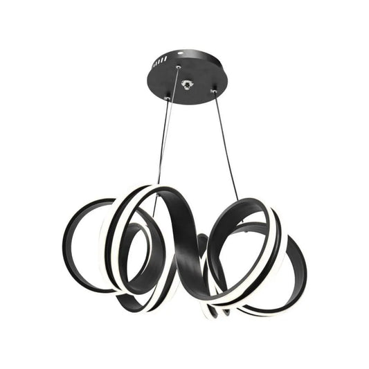Závesný LED luster s diaľkovým ovládaním INFINITY TWIST 180W, vlnité, studené/teplé/neutrálne svetlo, stmievateľné, čierne, výškovo nastaviteľné