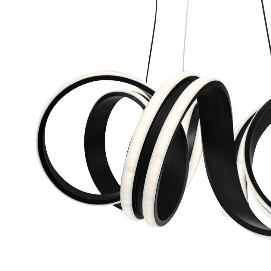 Závesný LED luster s diaľkovým ovládaním INFINITY TWIST 180W, vlnité, studené/teplé/neutrálne svetlo, stmievateľné, čierne, výškovo nastaviteľné