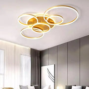 LED luster s diaľkovým ovládaním LYRA 248W, 5 kruhov, studené/teplé/neutrálne svetlo, stmievateľné, brúsené zlato