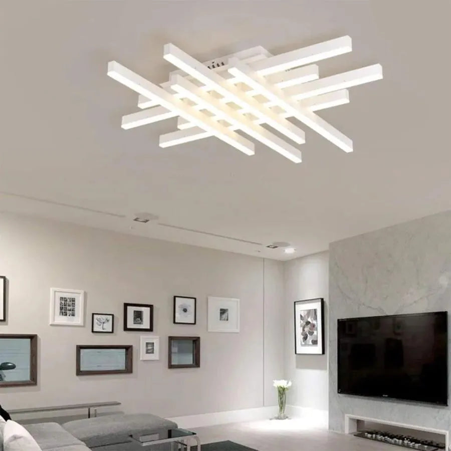 LED luster s diaľkovým ovládaním MORA 160W, 8 prvkov, lineárne, studené/teplé/neutrálne svetlo, stmievateľné, biela