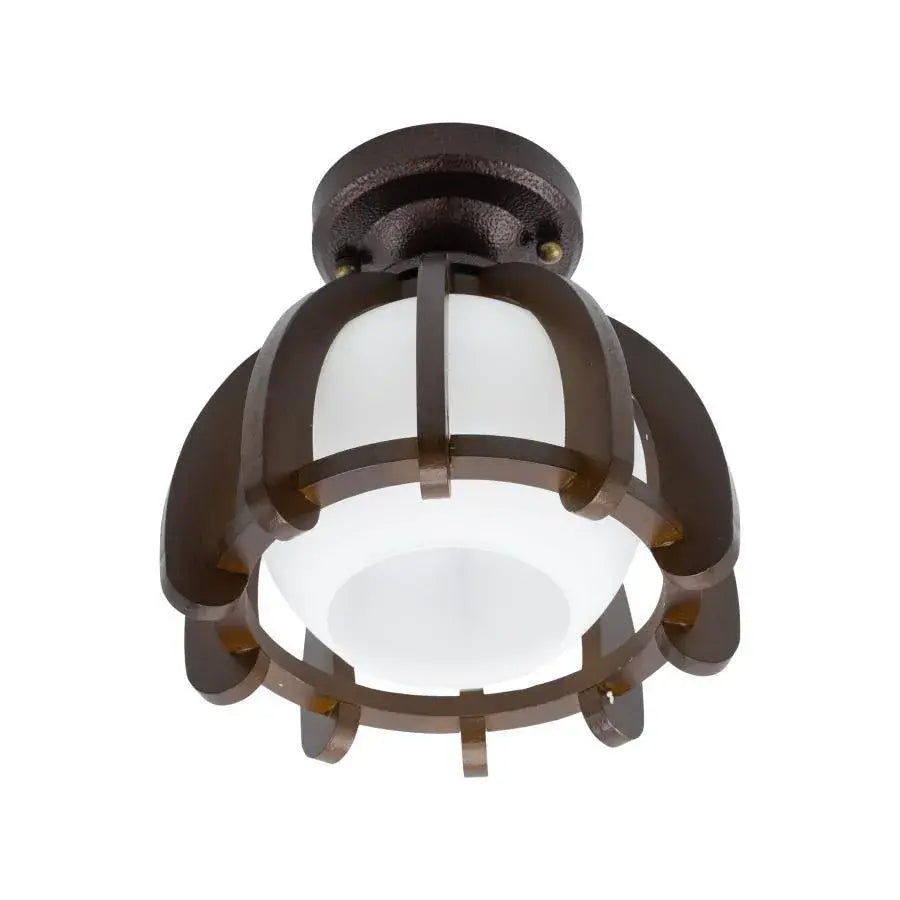 Mine luster, 1*e27, hnedá s bielym, drevom a sklom