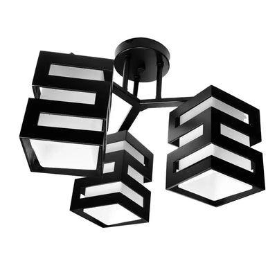 Luster VANJA so štvorcovým tienidlom, 3 x objímka E27 biela / čierna