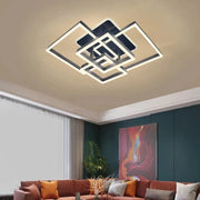 Lustra LED cu telecomanda EMMA 190W, 4 Patrate, lumina Rece/Calda/Neutra, Dimabila, Negru
