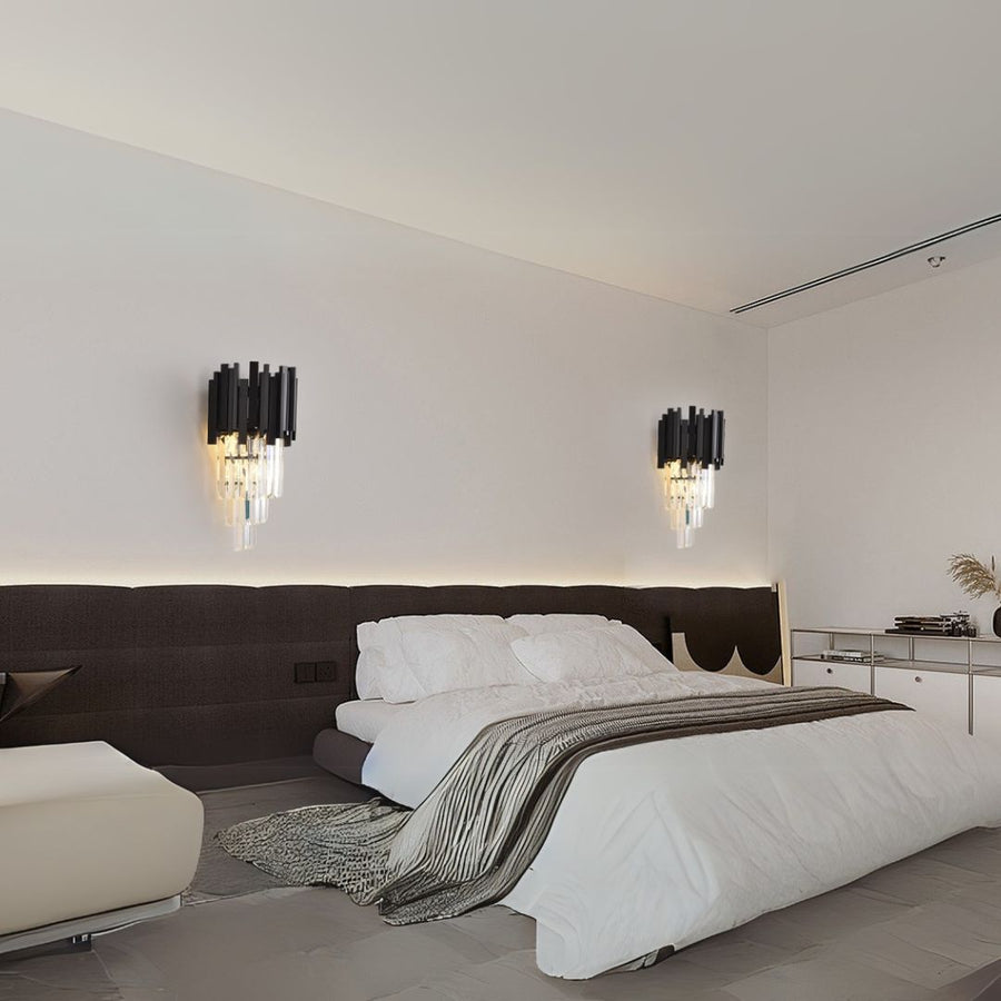 BLOIS Piccolo krištáľový luster, 2xE14, čierny