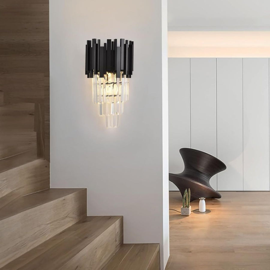 BLOIS Piccolo krištáľový luster, 2xE14, čierny